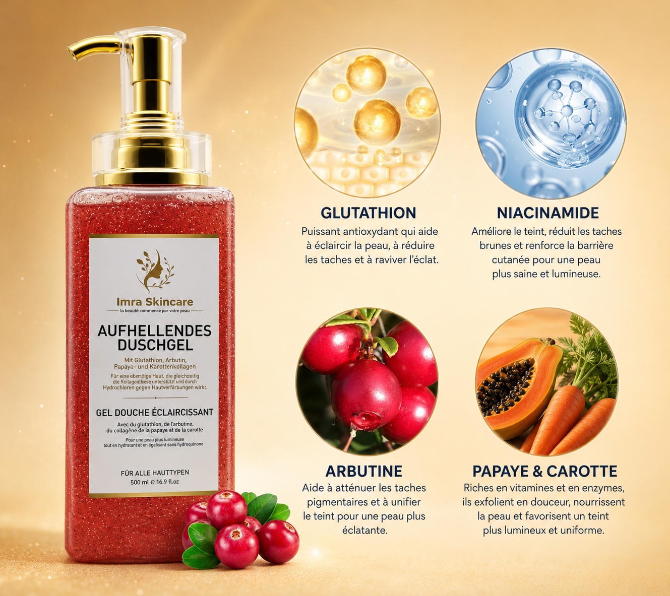 Gel Douche Exfoliant Éclat Naturel Imra Skincare